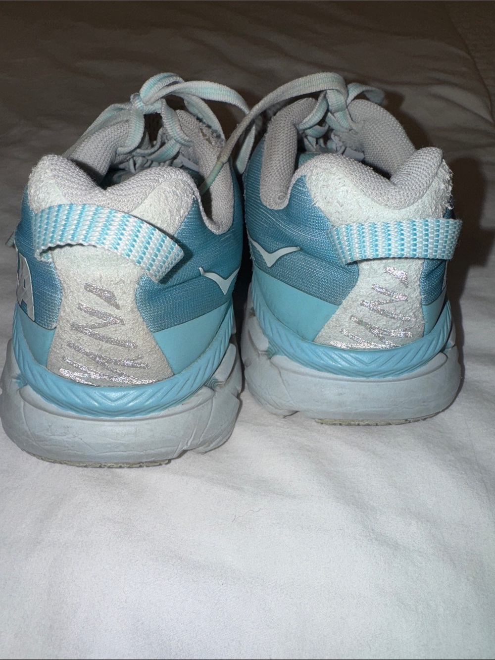 Hoka Women's Pale Blue/White Cushioned Running Sneakers - Picture 2 of 6